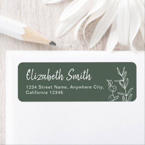 Sage Green Eucalyptus Leaves Return Address Label