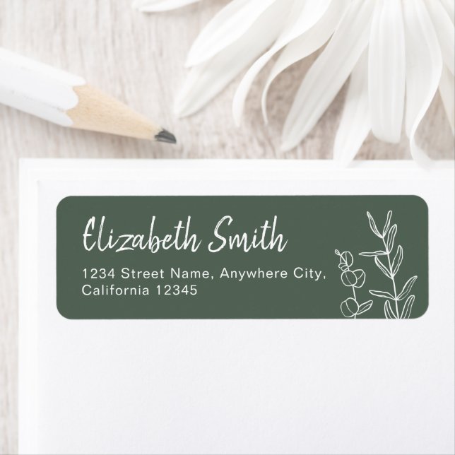 Sage Green Eucalyptus Leaves Return Address Label (Insitu)