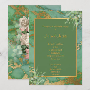 SAGE GREEN EUCALYPTUS MARBLE WEDDING INVITATION