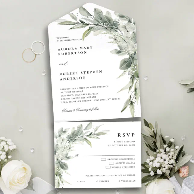 Sage Green Eucalyptus Minimalist Botanical Wedding All In One ...