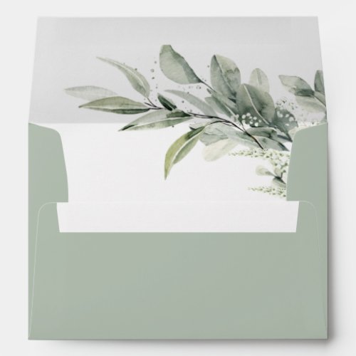 Sage Green Eucalyptus Minimalist Botanical Wedding Envelope
