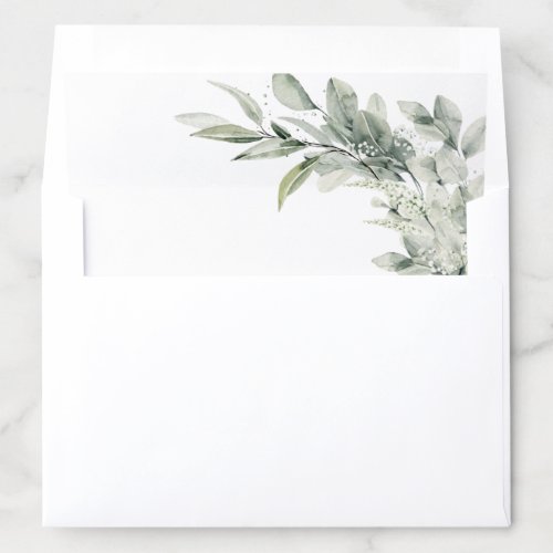 Sage Green Eucalyptus Minimalist Botanical Wedding Envelope Liner
