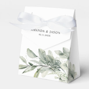 Sage Green Eucalyptus Minimalist Botanical Wedding Favor Boxes