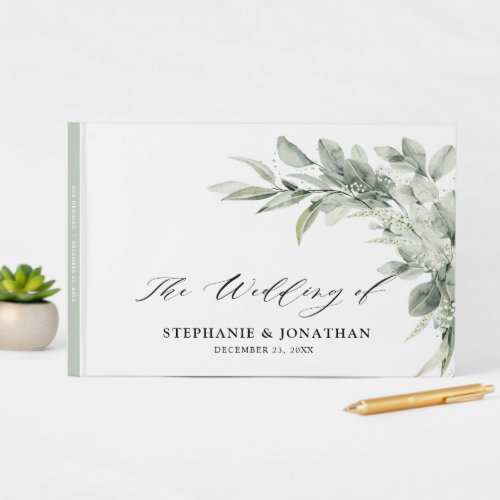 Sage Green Eucalyptus Minimalist Botanical Wedding Guest Book