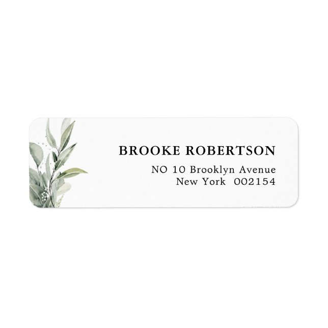 Sage Green Eucalyptus Minimalist Botanical Wedding Label (Front)