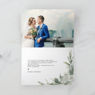 Sage Green Eucalyptus Minimalist Botanical Wedding Letterpress Thank You Card