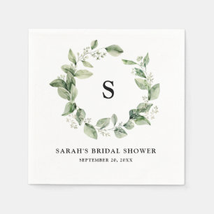 Sage Green Eucalyptus Minimalist Bridal Shower Napkins