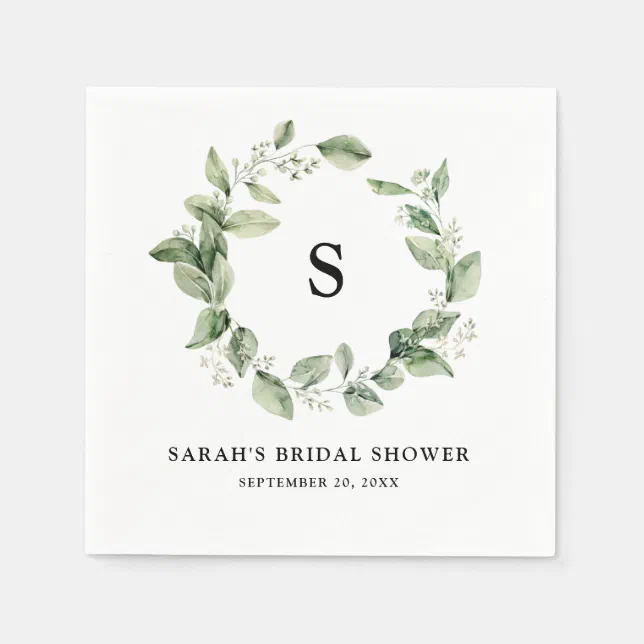 Sage Green Eucalyptus Minimalist Bridal Shower Napkins Zazzle