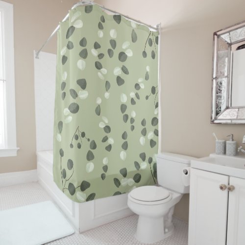 Sage green Eucalyptus modern pattern Trendy Shower Curtain