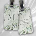 Sage Green Eucalyptus Monogram Luggage Tag<br><div class="desc">Personalize this watercolor eucalyptus greenery design with your name.</div>