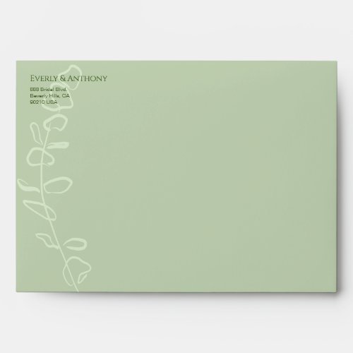 Sage Green Eucalyptus overlay Wedding Custom Envelope