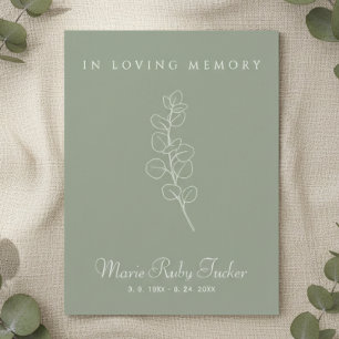 Sage Green Eucalyptus Photo Funeral Thank You Note Card