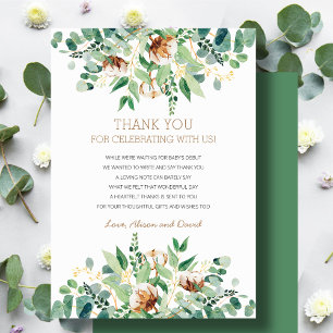 Sage Green Eucalyptus Rustic Greenery Baby Shower Thank You Card