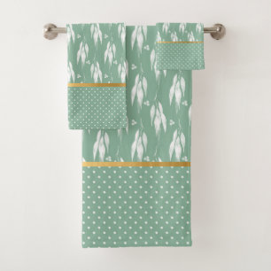 SAGE GREEN EUCALYPTUS SPOT BATHROOM TOWEL SET