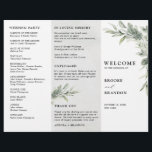 Sage Green Eucalyptus Tri fold wedding Program<br><div class="desc">Elegant and modern spring / midsummer botanical tri fold wedding program card features a bouquet of soft watercolor greenery  lush green leaves / botanical leaves / eucalyptus. Please find more matching designs and variations from my "blissweddingpaperie" store. And feel free to contact me for further customization or matching items.</div>