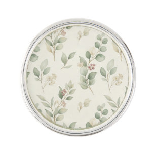 Sage Green Eucalyptus Watercolor Boho Lapel Pin