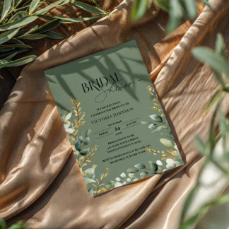 Sage Green Eucalyptus Watercolor Bridal Shower Invitation
