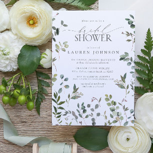 Sage Green Eucalyptus Watercolor Bridal Shower Invitation