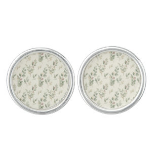 Sage Green Eucalyptus Wedding Cufflinks