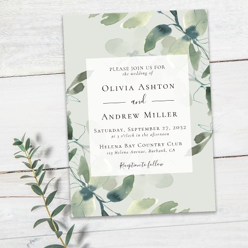 Sage Green Eucalyptus Wedding Invitation