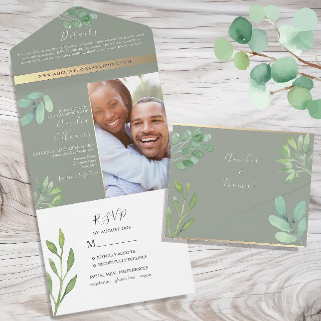 Sage Green Eucalyptus Wedding Invitation (Creator Uploaded)