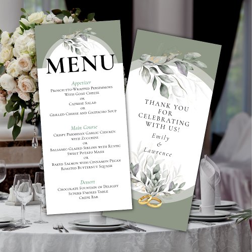 Sage Green Eucalyptus Wedding Menu