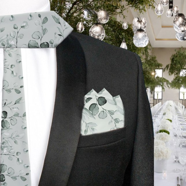 Sage Green Eucalyptus Wedding Pocket Square Bandana (Creator Uploaded)