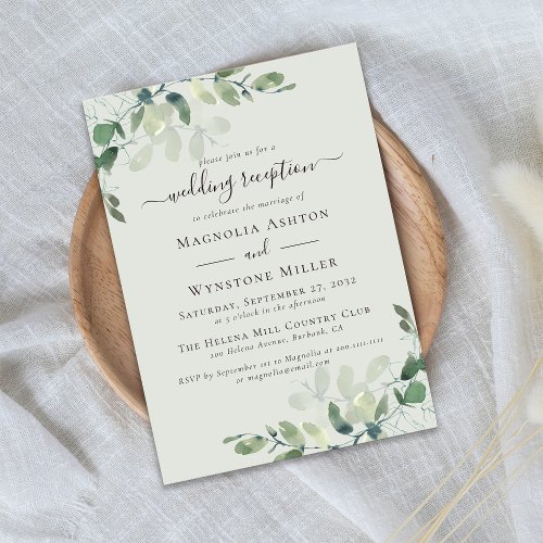 Sage Green Eucalyptus Wedding Reception Invitation