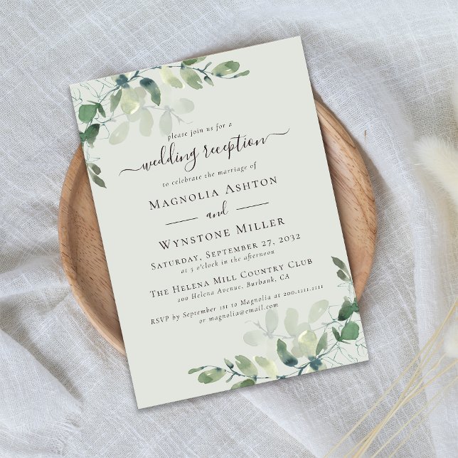 Sage Green Eucalyptus Wedding Reception Invitation (Creator Uploaded)