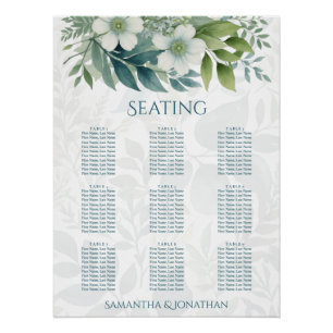 Sage Green Eucalyptus Wedding Seating Chart Poster
