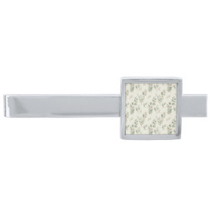 Sage Green Eucalyptus Wedding Silver Finish Tie Bar