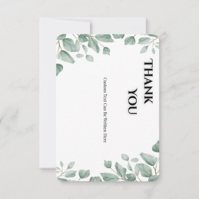 Sage Green Eucalyptus Wedding Thank You Card (Front)