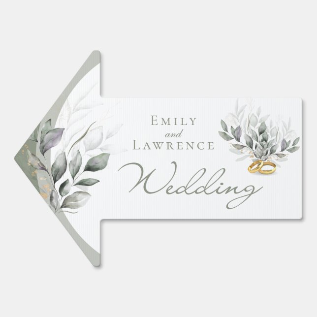 Sage Green Eucalyptus Wedding Yard Sign (Front)