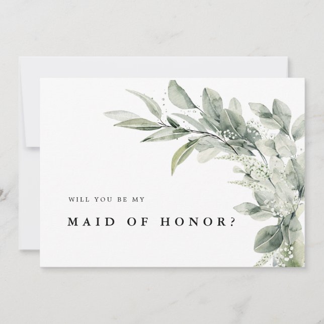Sage Green Eucalyptus Will you be my Bridesmaid In Invitation (Front)