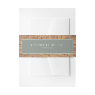 Sage Green Eucalyptus Wood Wedding Invitation Belly Band