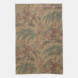 Sage Green Exotic Bird Palm Botanical Pattern Kitchen Towel