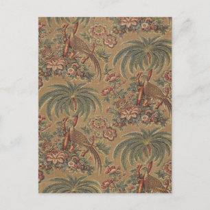 Sage Green Exotic Bird Palm Botanical Pattern Postcard