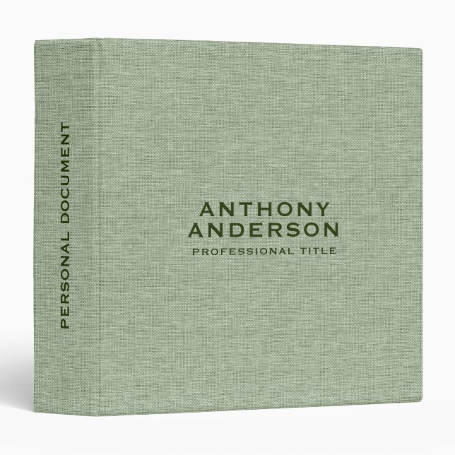 Sage Green Fabric Texture  3 Ring Binder (Front/Spine)