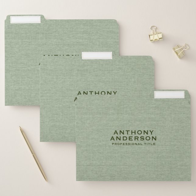 Sage Green Fabric Texture File Folder (Set)