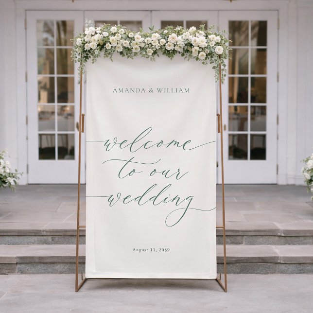 Sage Green Fabric Wedding Welcome Banner (Creator Uploaded)