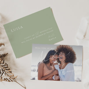 Sage Green   Faded Photo Matron of Honor Card