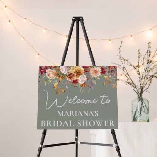 Sage Green Fall Floral Bridal Shower Welcome Sign
