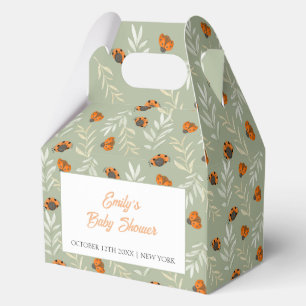 Sage Green Fall Ladybug Greenery Baby Shower Favor Boxes