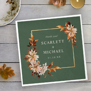 Sage Green Fall Leaves Napkins