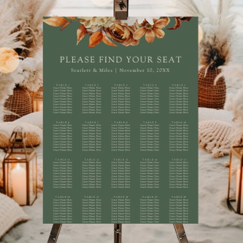 Sage Green Fall Seating Chart Foam Board