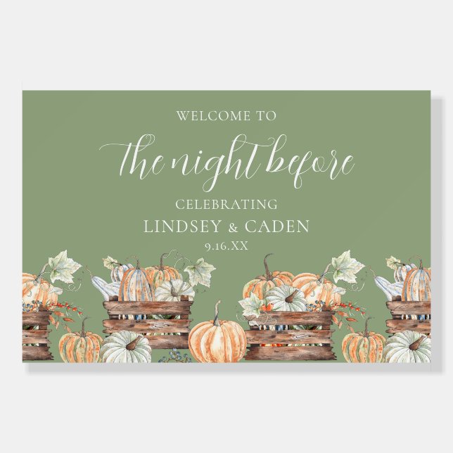 Sage Green Fall Wedding Night Before Foam Boards (Front)
