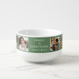Sage Green Family Is Everything 8 Photo Collage Soup Mug