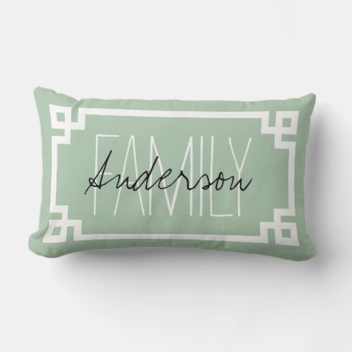 Sage Green Family Name Monogram Lumbar Pillow Zazzle