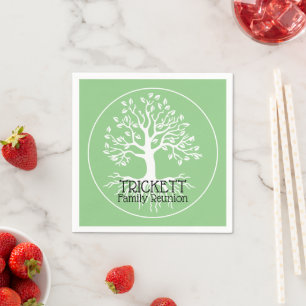 Sage Green Family Reunion Family Tree Napkins