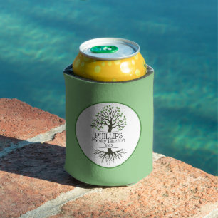 Sage Green Family Tree Family Reunion Can Cooler